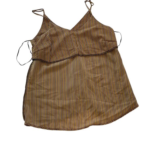 Japna Neutral Brown Striped Satin Cami / Camisole, Size M - Picture 8 of 12